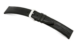 Leather strap Bahia 16mm black with crocodile imprinting
