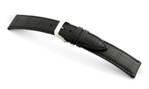 Leather strap Tampa 19mm black with alligator imprint