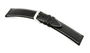 Leather strap Saboga 16mm black with alligator embossment