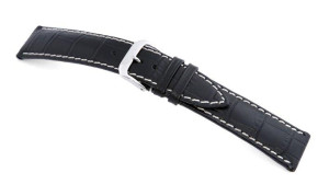Leather strap Tupelo 16mm black with alligator imprinting