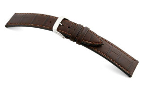 Leather strap Tampa 24mm mocha with alligator imprint