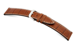 Bracelet-montre en cuir Saboga 18mm cognac avec marque d'alligator