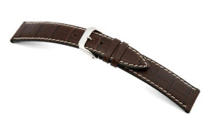 Bracelet-montre en cuir Saboga 18mm moka avec marque d'alligator