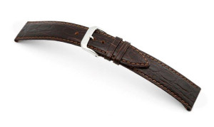 Leather strap Bahia 16mm mocha with crocodile leather imprinting