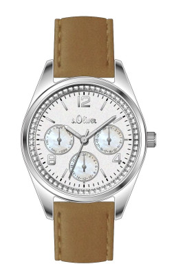s.Oliver bracelet-montre en cuir brun SO-3163-LM