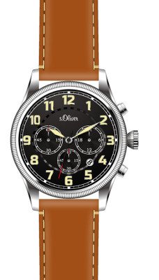 s.Oliver bracelet-montre en cuir brun SO-3180-LC