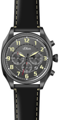 s.Oliver bracelet-montre en cuir noir SO-3181-LC