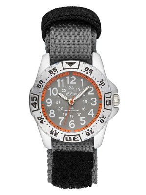 s.Oliver bracelet-montre en cuir gris/ noir SO-3224-LQ