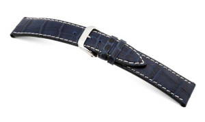 Lederband Saboga 12mm blauw met Alligatorprint