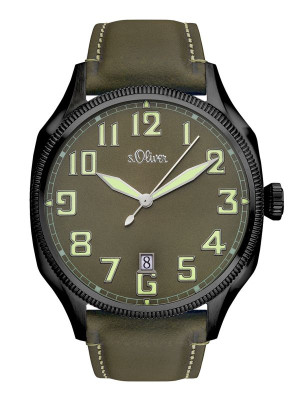 s.Oliver Leather strap olive green SO-3344-LQ
