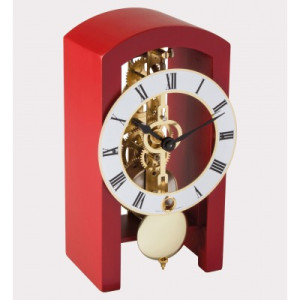 HERMLE skeleton table clock, red