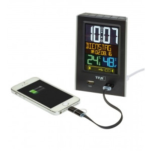 TFA Charge-It radio alarm clock with USB charging function