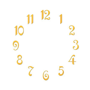 Cijferset Arabische cijfers messing geel voor Kwarts klokken, mechanische klokken L:20 mm