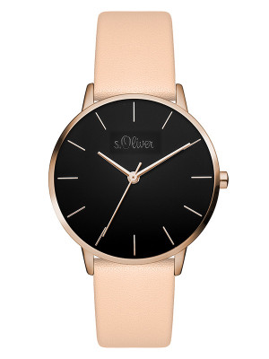 s.Oliver bracelet-montre en cuir rose SO-3527-LQ