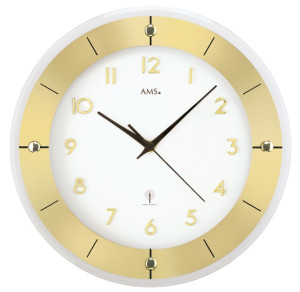 AMS Radio controlled wall clock Tauplitz III, Brass coloured