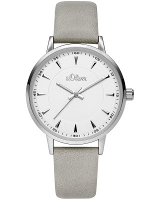 s.Oliver SO-3729-LQ Synthetic leather strap gray 16mm