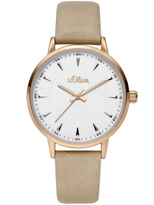s.Oliver SO-3730-LQ Synthetic leather strap beige 16mm