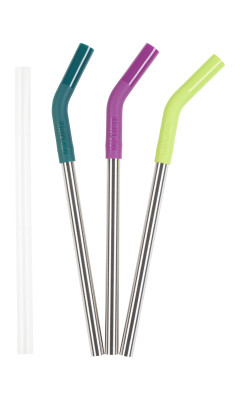 Straws made of stainless steel, Ø 10mm, 3 pieces