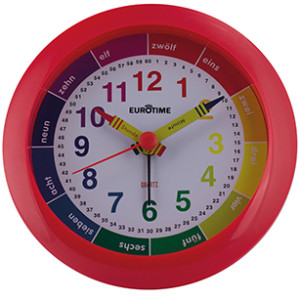 Kids' time teaching quartz alarm clock, red