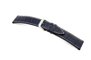 Leather strap Saboga 19mm blue with alligator embossment