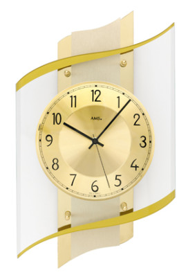 AMS radio-controlled wall clock Heidelberg brass