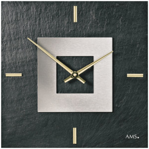 AMS quartz wall clock natural slate