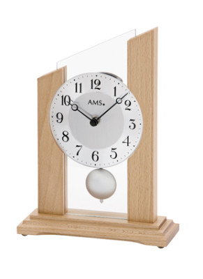 Horloge de table pendulaire à quartz AMS hêtre massif