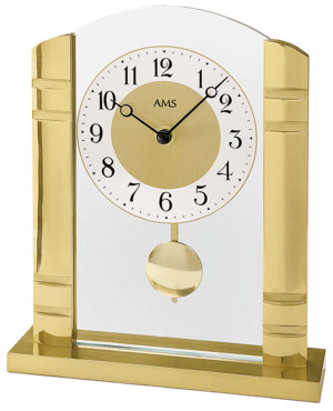 AMS quartz pendulum table clock metal yellow