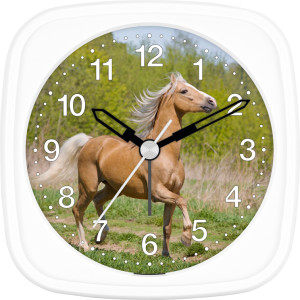 Children's alarm clock horse - brown horse in the forest