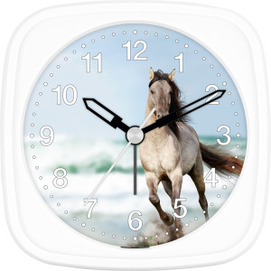 Children's alarm clock horse - white horse by the sea