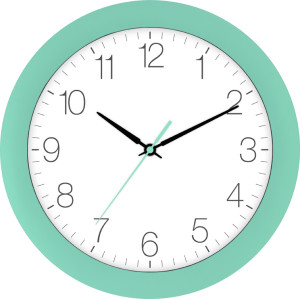 Radio-controlled wall clock turquoise green