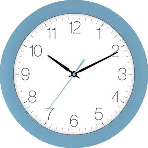 Horloge murale radio bleu clair