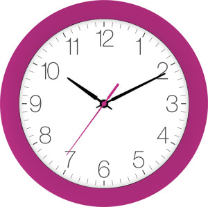 Radio-controlled wall clock dark pink