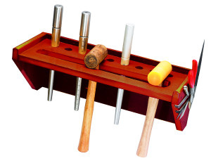 Bar and hammer stand made of red MDF
