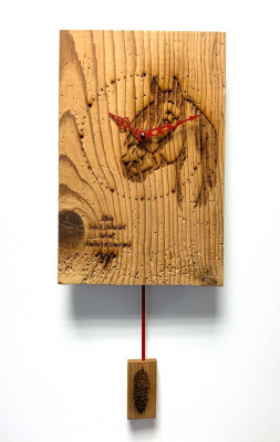 Reclaimed wood pendulum wall clock made in Germany Horse