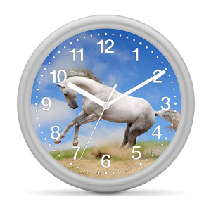 Children's wall clock horse - White horse