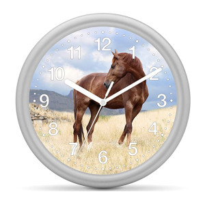 Horloge murale enfant cheval - Cheval brun