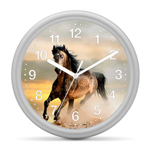 Children's wall clock horse - Piebald in the sand