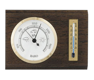 Walnut barometer and thermometer