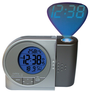 UMR wireless projection alarm clock silver with color change function, 2 alarm times and date display