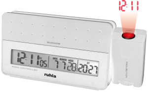 UMR wireless projection alarm clock white with 2 alarm times, alarm repetition, weekdays in 7 languages, temperature