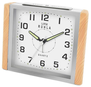 UMR quartz alarm clock silver-beige with sweeping second and super LED light