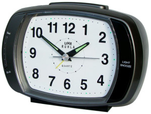 UMR quartz alarm clock black-grey with mechanical bell or electric sound