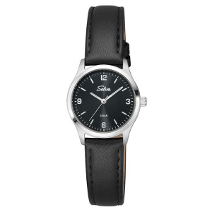 SELVA montre-bracelet à quartz avec bracelet en cuir cadran noir Ø 27mm