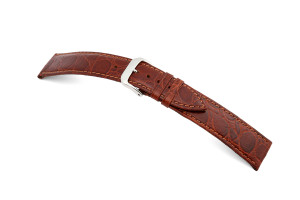 Leather strap Bahia 10mm mahogany XL with crocodile embossing