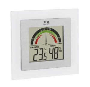 Digitale thermo-hygrometer zilver/wit