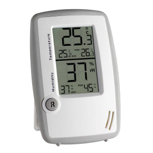 Digital thermo-hygrometer silver/ white for a healthy room climate