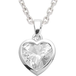 Necklace with heart pendant silver 925/rh
