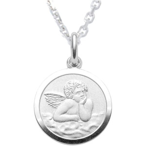 Halsketting met Cupido medaille zilver 925/rh