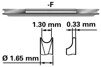 Fourchette de rechange réversible standard, Ø 1.65 / 1.30 mm, épaisseur 0.33 mm